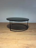 Metaal salontafel zwart, Huis en Inrichting, Tafels | Salontafels, Ophalen, Gebruikt, 100 tot 150 cm, Rond