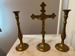 Kruis en kandelaars, Antiek en Kunst, Ophalen, Koper of Brons