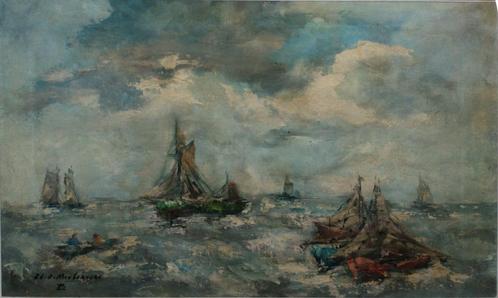 Edmond De Meulenaere: Marine (O/D, 78 x 61 cm), Antiek en Kunst, Kunst | Schilderijen | Klassiek, Ophalen of Verzenden