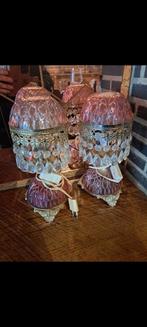 Vintage Michelotti Boudoir Glazen Lamp met Kristallen, Ophalen, Zo goed als nieuw