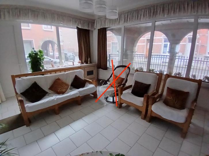 Salon en bois : 1 divan 3 places + 2 fauteuils 1 place, Maison & Meubles, Canapés | Salons, Comme neuf, Banc droit, Quatre personnes ou plus