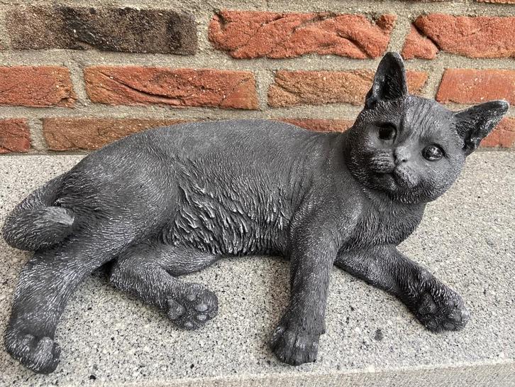 Kat , Poes lengte 43cm, Tuin en Terras, Tuinbeelden, Nieuw, Dierenbeeld, Beton, Ophalen