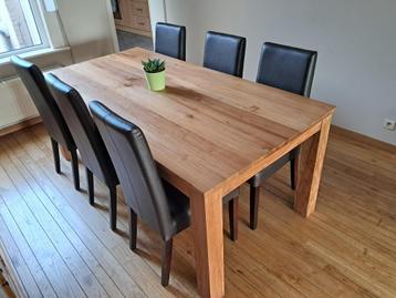 Eetkamer in teak (tafel + stoelen + dressoir), Enlèvement, Comme neuf, 4 à 6 chaises