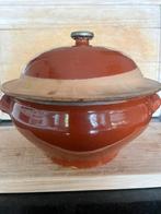 Authentieke bruine keramische kookpot met deksel, Antiek en Kunst, Ophalen of Verzenden