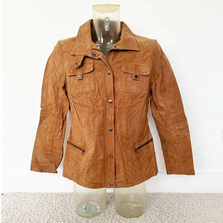 Mooie Leren Yessica Jas (Maat 46) € 70,-, Kleding | Heren, Jassen | Winter, Zo goed als nieuw, Maat 46 (S) of kleiner, Bruin, Verzenden