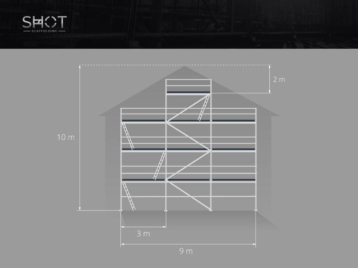 Gevelsteiger Baumann | 95 m² | Gevelmuur, Doe-het-zelf en Bouw, Steigers, Nieuw, Gevelsteiger, 5 meter of hoger, Ophalen