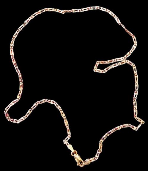 18-KARAATS GOUDEN DRIEKLEURIGE KETTING, Handtassen en Accessoires, Kettingen, Nieuw, Goud, Goud, Verstelbaar, Ophalen of Verzenden