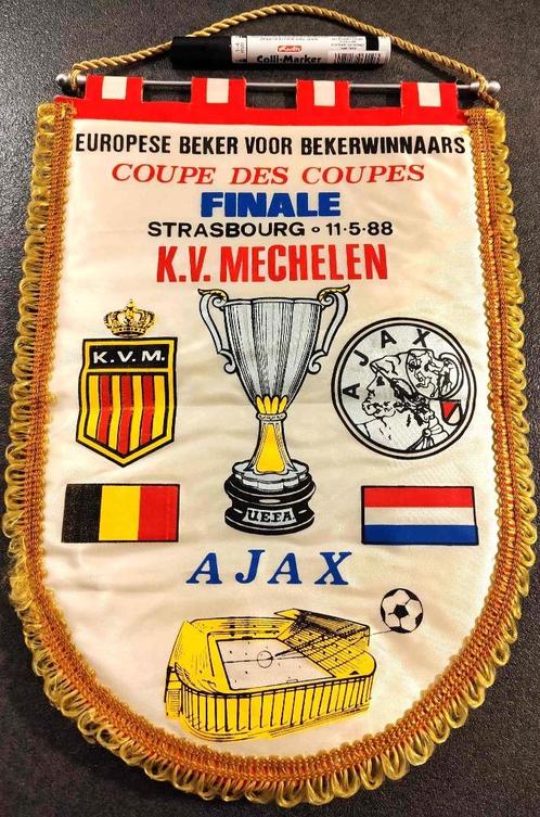 KV Mechelen - Ajax Amsterdam finale europa cup 1988 vaandel, Verzamelen, Sportartikelen en Voetbal, Zo goed als nieuw, Vaantje of Sjaal