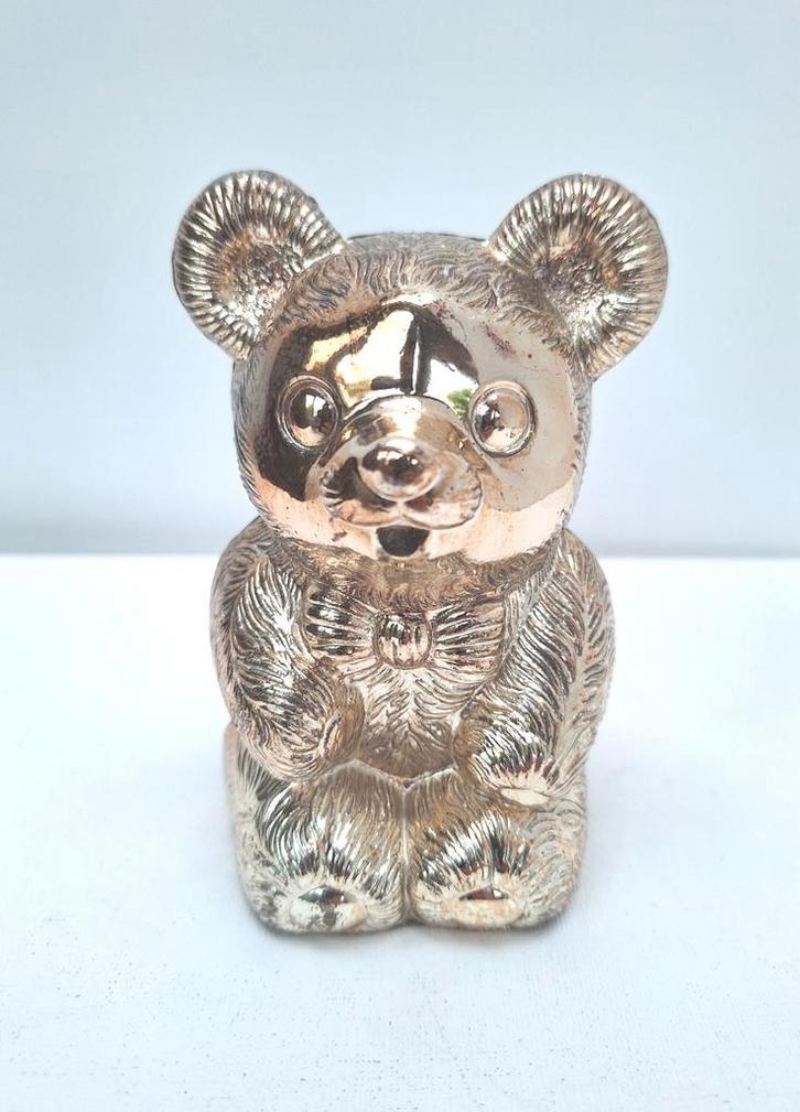 Verzilverde vintage spaarpot teddybeer, Antiek en Kunst, Kunst | Designobjecten, Ophalen of Verzenden