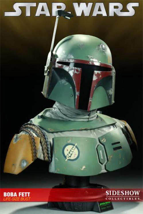 Star Wars Sideshow Boba Fett Life Size Bust signed by Jeremy, Verzamelen, Star Wars, Zo goed als nieuw, Beeldje of Buste, Ophalen