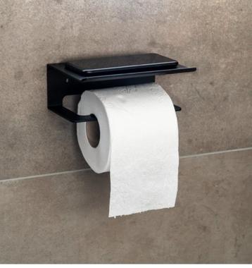 Toiletpapier-rolhouder plankje -zwart metaal- landelijk puur beschikbaar voor biedingen
