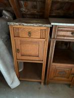 Antiek nachtkastje met bruin tinten marmeren tablet, Ophalen, Gebruikt