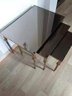 Salontafels  3 delig fume spiegelglas  ! JAREN 70, Huis en Inrichting, Ophalen, Zo goed als nieuw