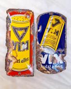 Leuke set 2 antieke emaille deurpostjes van Vim putzt alles., Verzamelen, Ophalen of Verzenden, Gebruikt, Reclamebord