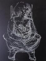 zeefdruk Paul Verbeeck vrouw zittend op een stoel met baby, Antiek en Kunst, Kunst | Litho's en Zeefdrukken, Ophalen of Verzenden