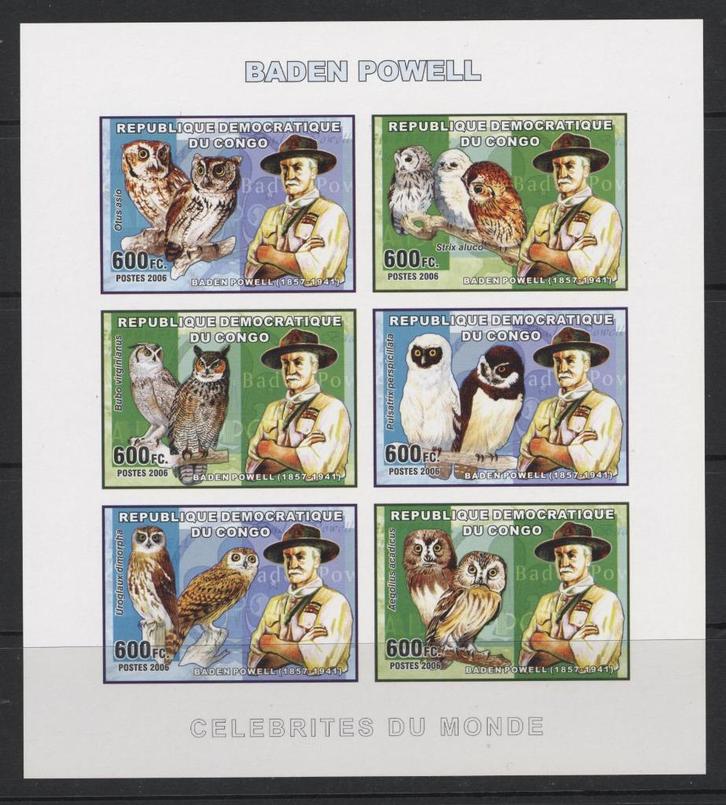 CONGO REP DEM 2006 CELEBRITES DU MONDE SCOUTS BADEN POWEL, Postzegels en Munten, Postzegels | Afrika, Verzenden