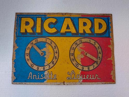 Vintage Ricard reclame bord metaal zeldzaam, Verzamelen, Merken en Reclamevoorwerpen, Zo goed als nieuw, Reclamebord, Ophalen of Verzenden
