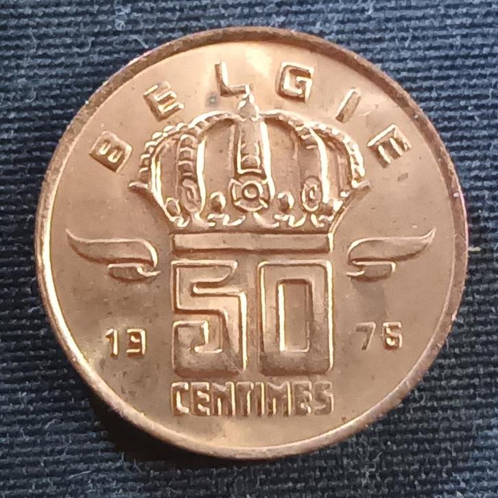 50 cent 1976 FR (grand 7) - Baudouin I, Timbres & Monnaies, Monnaies | Belgique, Monnaie en vrac, Envoi