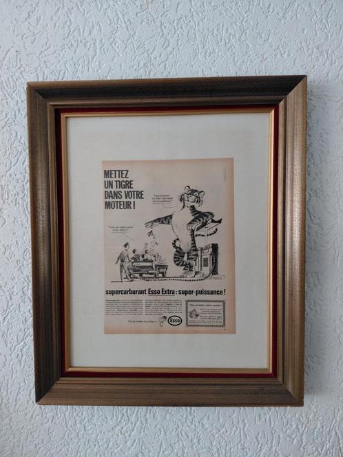 Kader met oude reclame Esso, Antiek en Kunst, Curiosa en Brocante, Ophalen of Verzenden