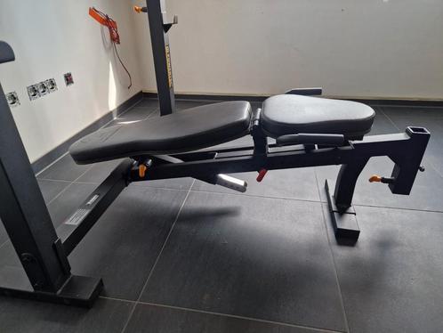 POWERTEC WB-OB20 Bench press / shoulder press bank, Sport en Fitness, Fitnessapparatuur, Zo goed als nieuw, Benen, Borst, Ophalen