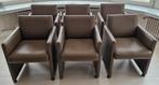 6x design stoelen in lederlook ( bruin) - op wieltjes, Ophalen, Bruin