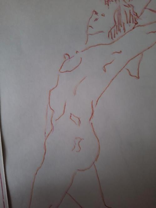 Tekening Ludo Giels staande naakte vrouw, Antiek en Kunst, Kunst | Tekeningen en Fotografie, Ophalen of Verzenden