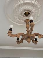 Luchter 5 lichtpunten licht eik, Ophalen, Zo goed als nieuw, Hout