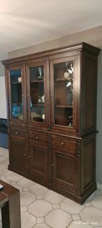 Vitrinekast in mooie bruine eik, Huis en Inrichting, Kasten | Vitrinekasten, Ophalen, Met deur(en), 200 cm of meer, 150 tot 200 cm