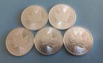 5x Canada 5 dollars 2022 Maple (5x 1oz zilver), Verzenden, Noord-Amerika, Setje, Zilver