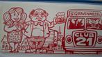 F: sticker café club 21 's Gravenwezel stripfiguur, Ophalen of Verzenden, Zo goed als nieuw, Bedrijf of Vereniging