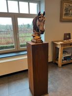 Paardenhoofd gietijzer op sokkel, Antiek en Kunst, Ophalen