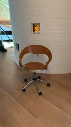 Chaise de bureau design en cuir camel, Huis en Inrichting, Bureaustoelen, Gebruikt, Bureaustoel, Overige kleuren