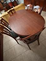 Uitklapbare tafel in kersenhout met 6 bijpassende stoelen, Huis en Inrichting, Complete eetkamers, Gebruikt, 6 tot 8 stoelen, Ophalen