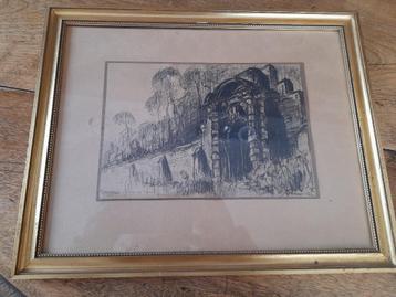 dessin au fusain tervuren warandepoort ferdinand jorwitz, Enlèvement ou Envoi