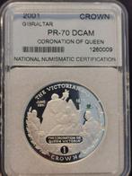 Gibraltar,1Crown 2001,PR-70DCAM,emerald green gemstone.., Postzegels en Munten, Ophalen of Verzenden, Overige landen, Losse munt