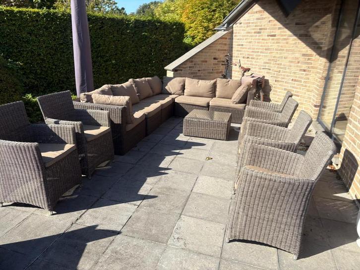 Tuinset: Lounge met 8 zetels en opbergkoffer incl. kussens, Tuin en Terras, Tuinsets en Loungesets, Tuinset, Ophalen