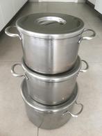 Drie inox kookpotten met dikke bodem, Ophalen, Zo goed als nieuw, Inox, Keramische plaat