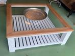 Grote vierkante salontafel in wit gelakt hout, Huis en Inrichting, Tafels | Salontafels, Ophalen, Vierkant, Minder dan 50 cm, 100 tot 150 cm