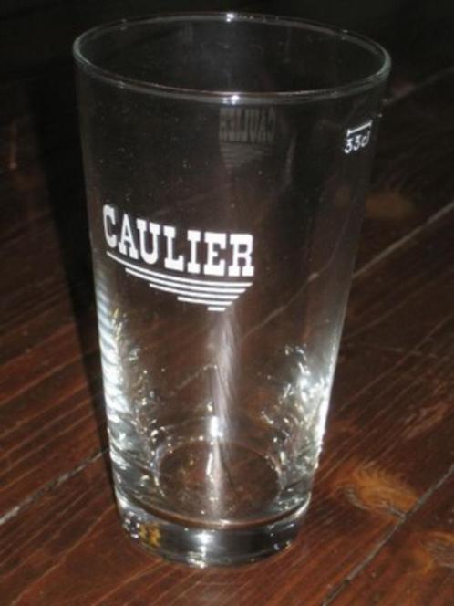 Oud bierglas CAULIER 33 cl., Verzamelen, Biermerken, Gebruikt, Glas of Glazen, Overige merken, Ophalen of Verzenden