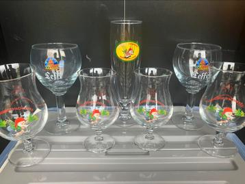 2 Leffe en 5 la chouffe glazen, Ophalen, Nieuw, Glas, Glas of Glazen