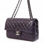 Chanel Aubergine Purple Lambskin Classic Flap Bag, Ophalen of Verzenden, Zo goed als nieuw, Paars