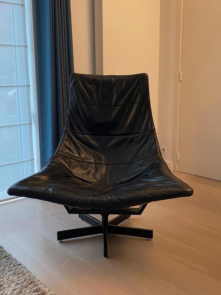 Fauteuil Shell periode 70-80., Huis en Inrichting, Fauteuils, Zo goed als nieuw, Leer, 75 tot 100 cm, 75 tot 100 cm, Ophalen