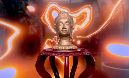 EXTRAORDINARY THAIS BUDDHA STATUE IN BRONZE 30CM, Antiek en Kunst, Antiek | Brons en Koper, Brons, Ophalen