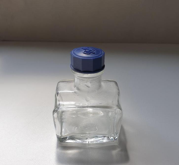 vintage glazen inktpot 3cl B5xD4.5xH6cm, Verzamelen, Pennenverzamelingen, Gebruikt, Overige typen, Ophalen of Verzenden