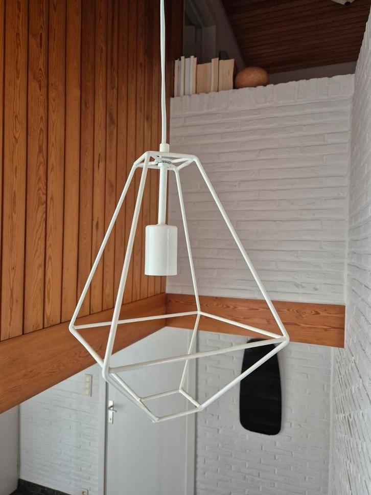 Moderne hanglamp wit draadlamp, Maison & Meubles, Lampes | Suspensions, Utilisé, Moins de 50 cm, Métal, Enlèvement