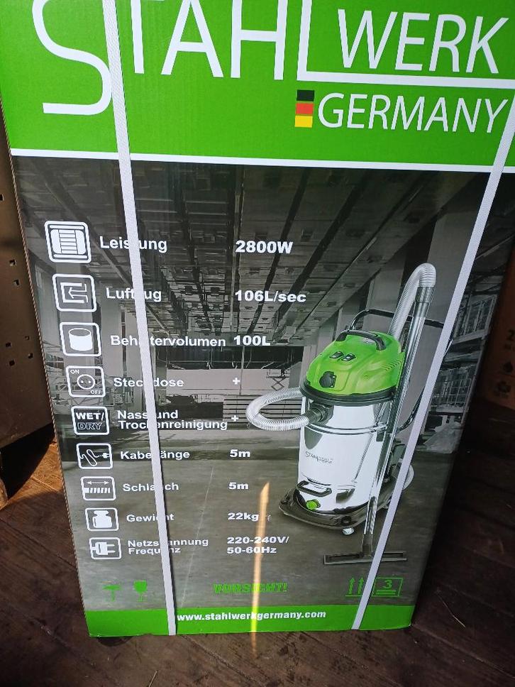 Stahlwerk 2800W Industriële Nat-/Droogzuiger 100L, Bricolage & Construction, Matériel de nettoyage, Neuf, Autres types, Enlèvement
