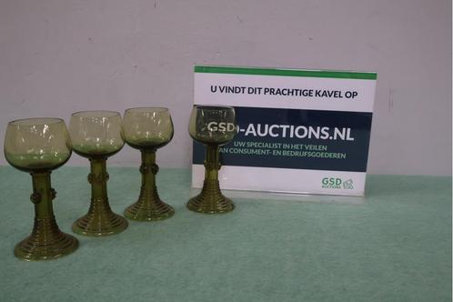 Set van 4 Vintage Groene 'Roemer' Wijnglazen, Antiek en Kunst, Antiek | Servies compleet