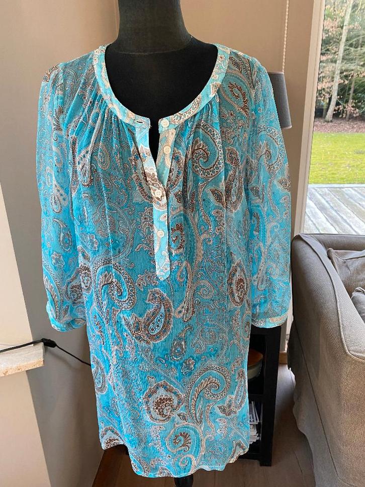 SCAPA turquoise zijden tuniekblouse - 38, Kleding | Dames, Blouses en Tunieken, Zo goed als nieuw, Maat 38/40 (M), Overige kleuren