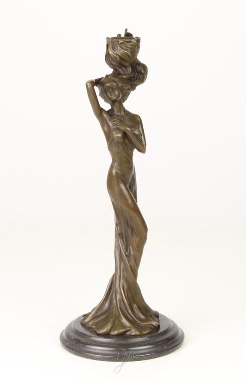 Jugendstil , kandelaar , brons, Huis en Inrichting, Woonaccessoires | Kandelaars en Kaarsen, Nieuw, Kandelaar, 25 tot 50 cm, Brons of Koper