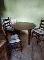 Table ronde et 3 chaises, Comme neuf, Bois, Enlèvement